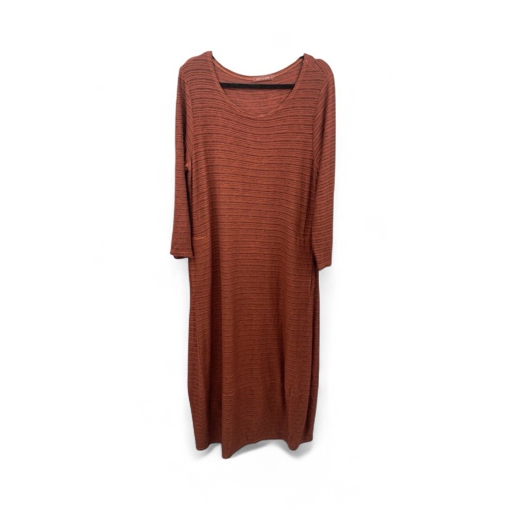 Cut Loose Textured Knit Maxi Dress Rust Pockets Lagenlook Size Large